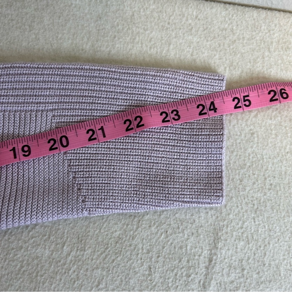 Athleta Hanover Merino Wool Blend V Neck Knit Sweater Size M Lavender - Picture 7 of 8